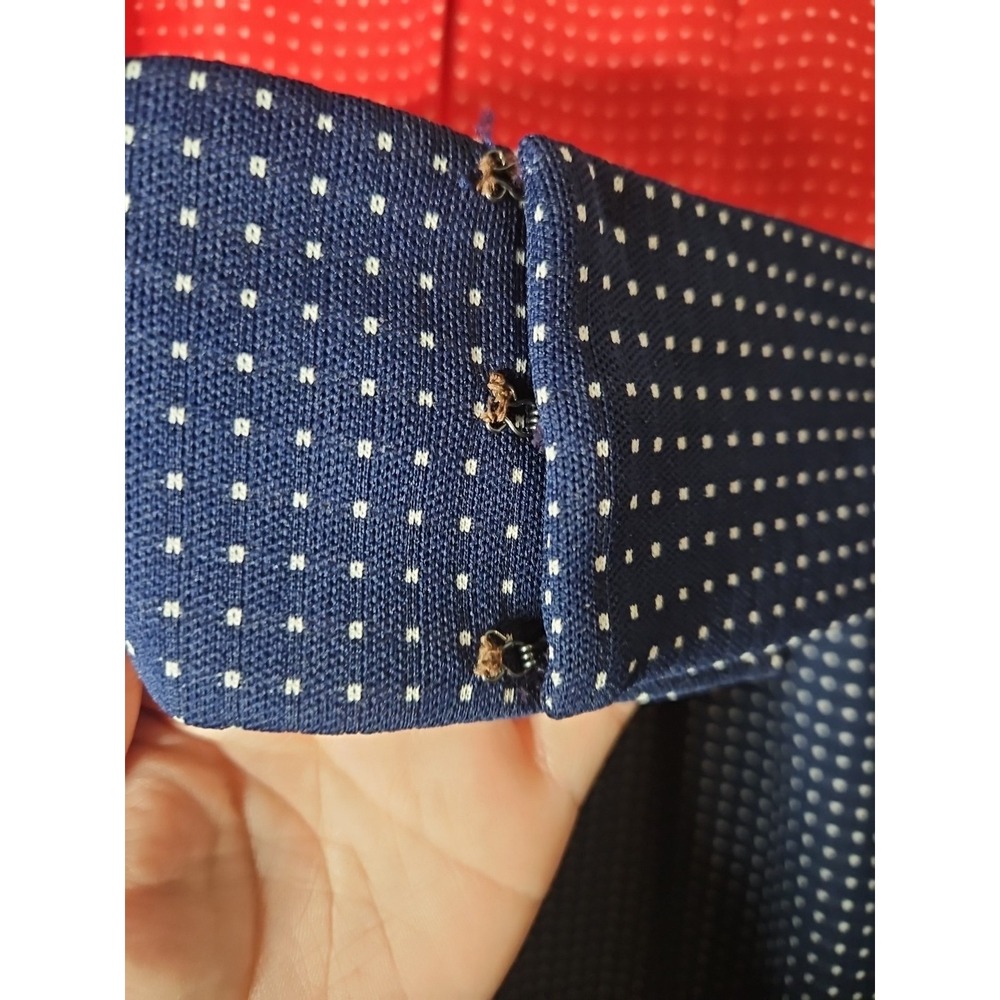 Vintage 70s Bayberry Prairie Maxi Dress Pin Dot Polka Ruffle Americana Red Blue - Picture 6 of 13